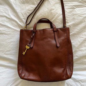 Fossil Burgundy Brown Leather Convertible Backpack and Cross-body Bag